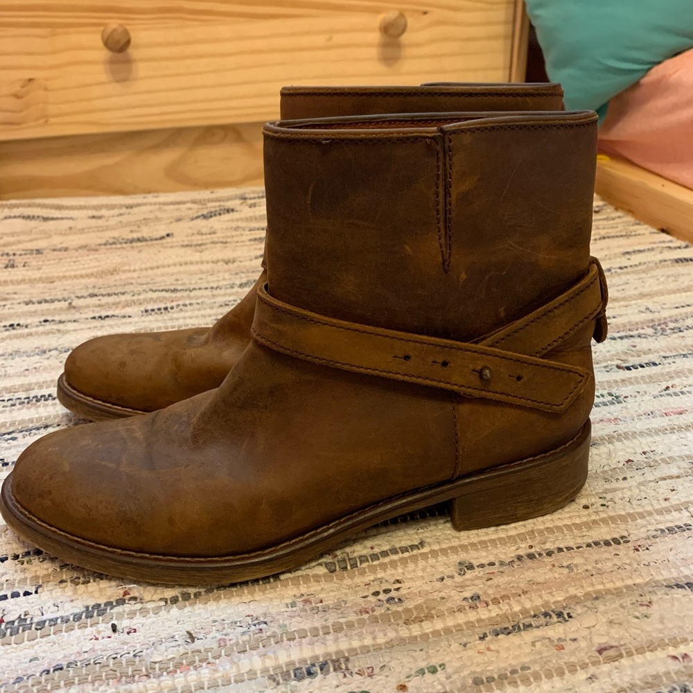 Madewell Pull On Brown Biker Ankle Boot